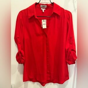 Brand new red express slim classic timeless long sleeve business casual blouse